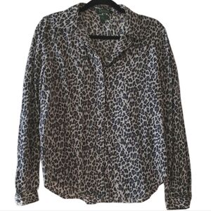 Ralph Lauren Animal Button Up Top L